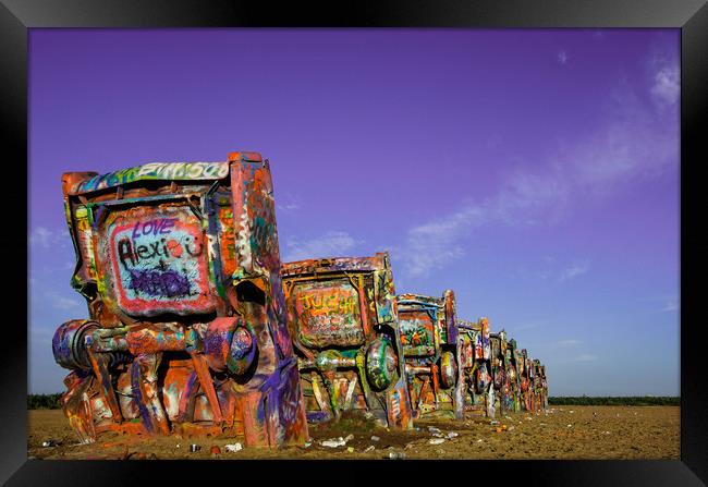 Cadillac Ranch Sunset Framed Print by DiFigiano Photography
