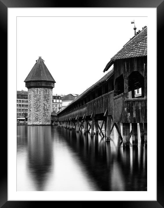 The Chapel Bridge Monochrome Framed Mounted Print by DiFigiano Photography