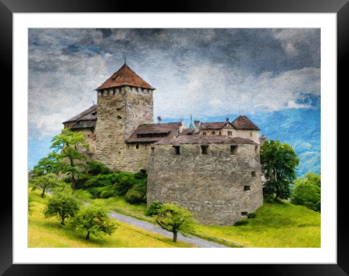 Vaduz Castle Digital Oil Painting Framed Mounted Print by DiFigiano Photography