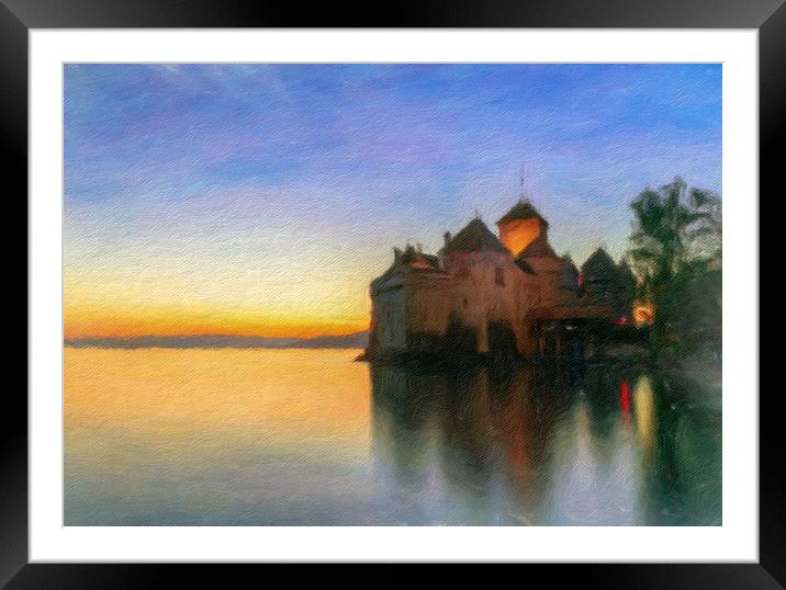 Chillon Sunset in Oil Framed Mounted Print by DiFigiano Photography