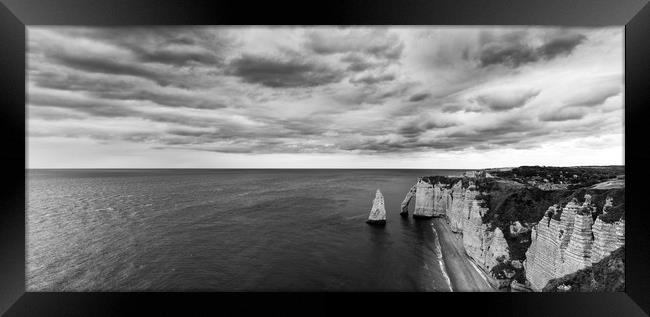 Les Falaises d'Etretat B/W Panorama Framed Print by DiFigiano Photography