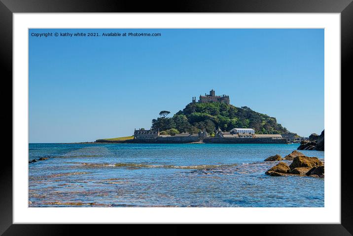 St Michaels mount Cornwall on a sunny day Framed Mounted Print by kathy white