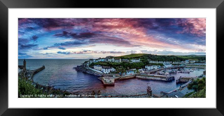  Porthleven Cornwall sunset Framed Mounted Print by kathy white
