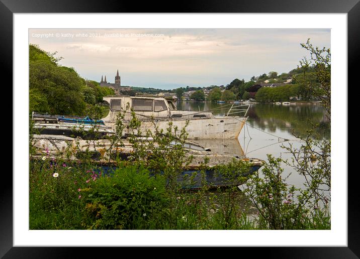 Truro Cornwall, old fishing boats, Framed Mounted Print by kathy white