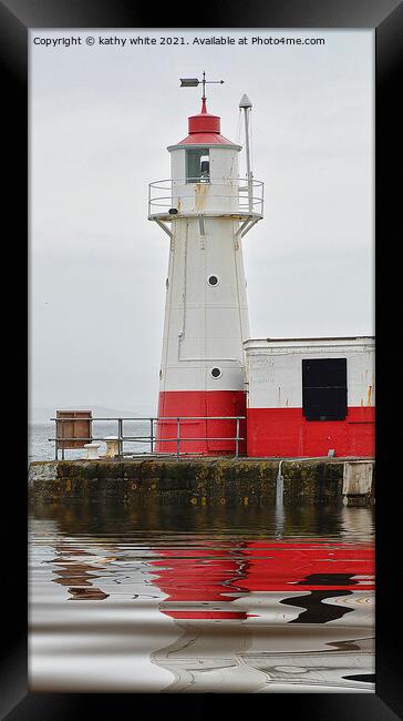 Newlyn Lighthouse Framed Print by kathy white