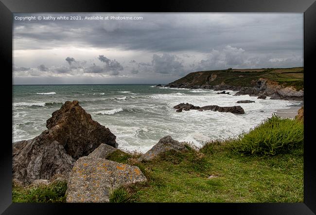 Dollar Cove Gunwalloe ,Cornish seaveiw Framed Print by kathy white