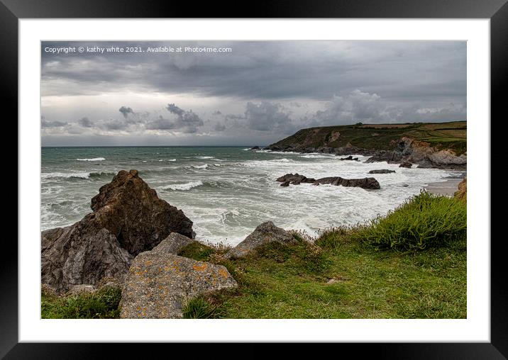 Dollar Cove Gunwalloe ,Cornish seaveiw Framed Mounted Print by kathy white