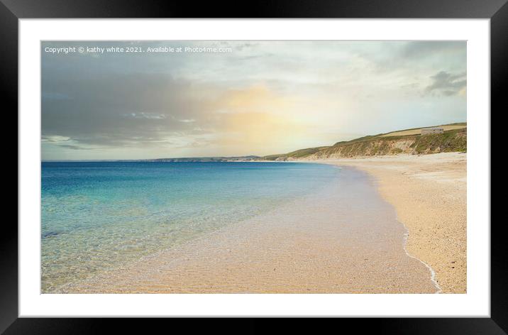 Gunwalloe  Cornish,Beach , Fishing Cove  Framed Mounted Print by kathy white