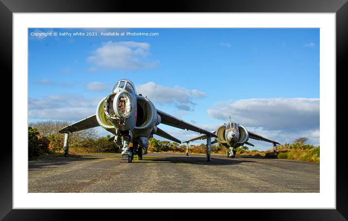 Two abandoned harrier jump jets Framed Mounted Print by kathy white