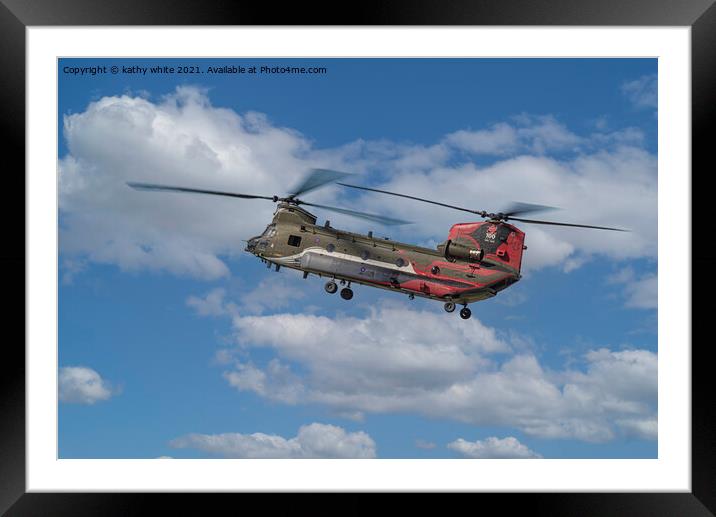 British military, the Chinook helicopter Framed Mounted Print by kathy white