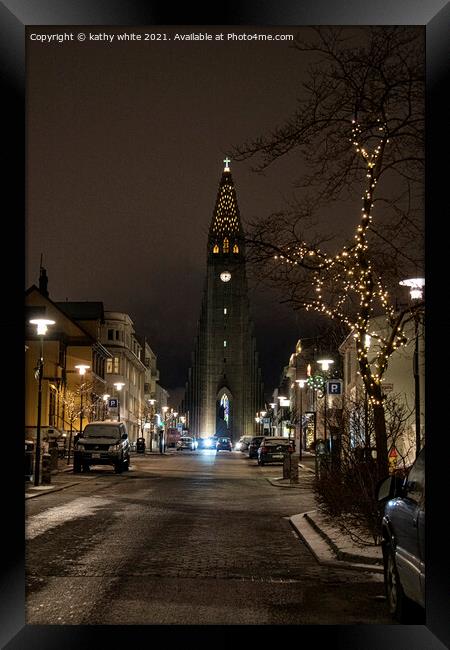 Reykjavik Iceland ,Hallgrimskirkja church Framed Print by kathy white