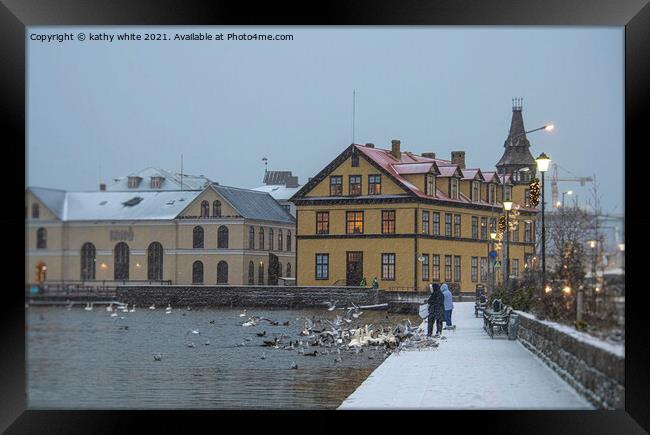  Reykjavik Iceland; town pond Framed Print by kathy white