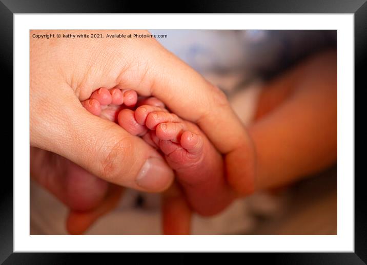 Small cute baby feet,I have got you Framed Mounted Print by kathy white