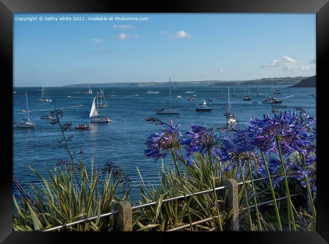 Sailing in Falmouth Cornwall Framed Print by kathy white