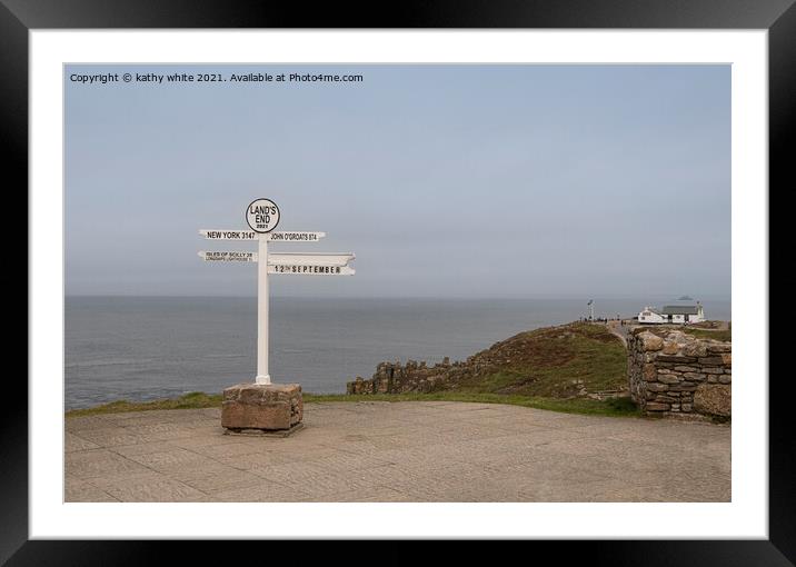  The Iconic Signpost lands end Cornwall Framed Mounted Print by kathy white