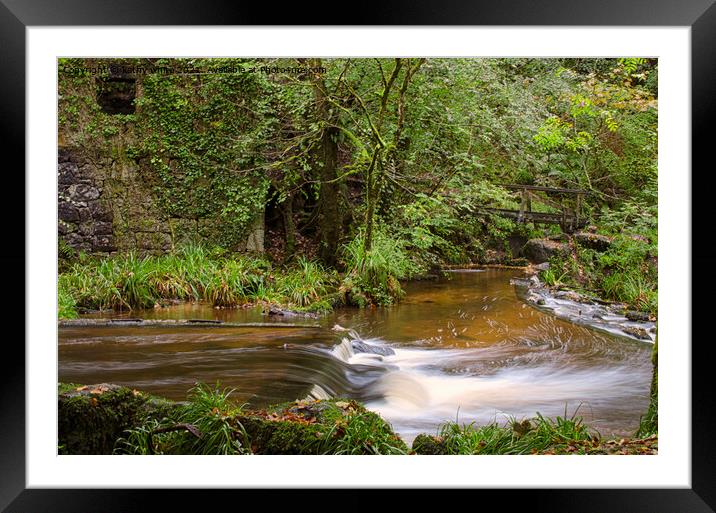 kennal vale woods waterfall Framed Mounted Print by kathy white