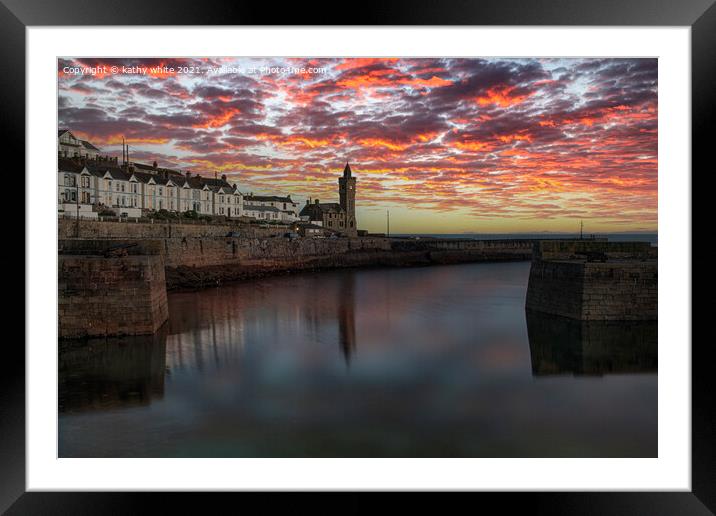 Porthleven Harbour Cornwall Framed Mounted Print by kathy white