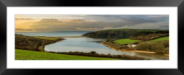 Loe Bar  Cornwall, the golden hour Framed Mounted Print by kathy white