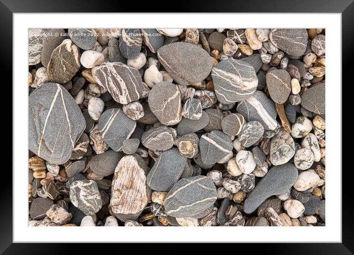 Beach Stones, on a Cornish beach Framed Mounted Print by kathy white