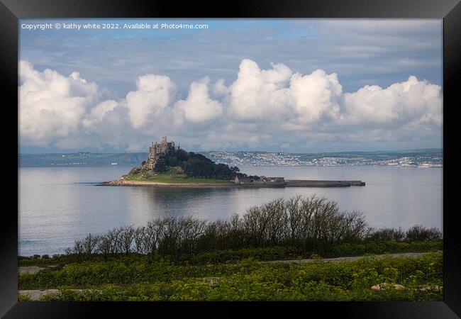 Early Morning at St Michael's mount Cornwall Framed Print by kathy white