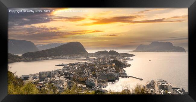  Alesund  Norway sunset Framed Print by kathy white