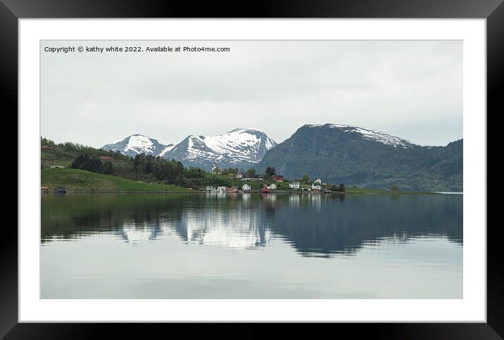 Norway sleepy village, Trondheim Norway Framed Mounted Print by kathy white