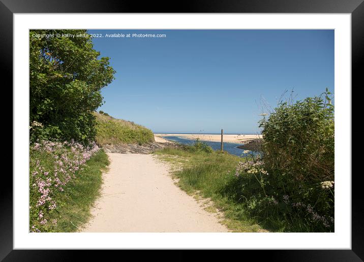 Path way to Hayle Beach Cornwall Framed Mounted Print by kathy white