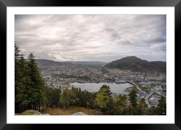 Roads and Bridges of Bergen Norway Framed Mounted Print by kathy white