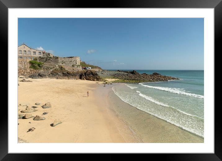 Bamaluz Beach St Ives Cornwall Framed Mounted Print by kathy white