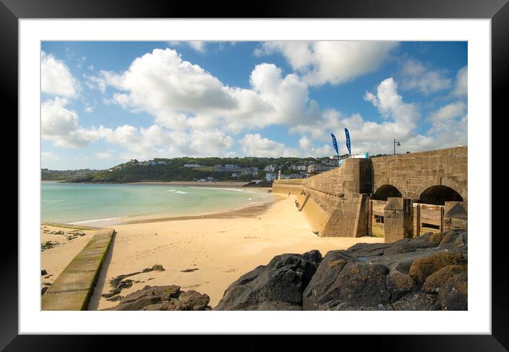St Ives harbour,St Ives bay Framed Mounted Print by kathy white