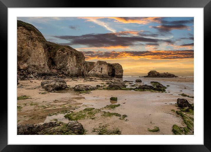  Perranporth sunset Cornwall, Framed Mounted Print by kathy white