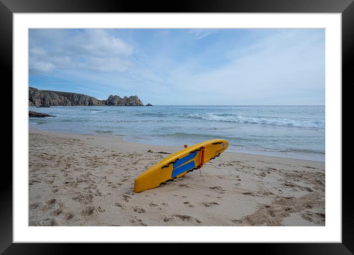 Porthcurno beach  Cornwall Framed Mounted Print by kathy white
