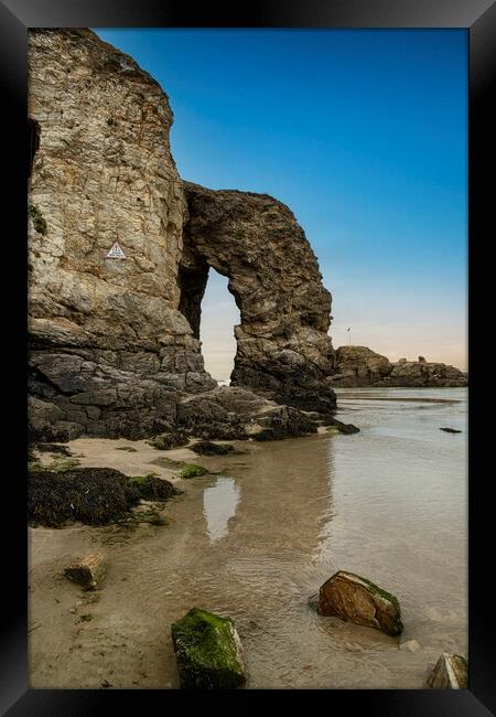  Perranporth  Cornwall sunset Framed Print by kathy white