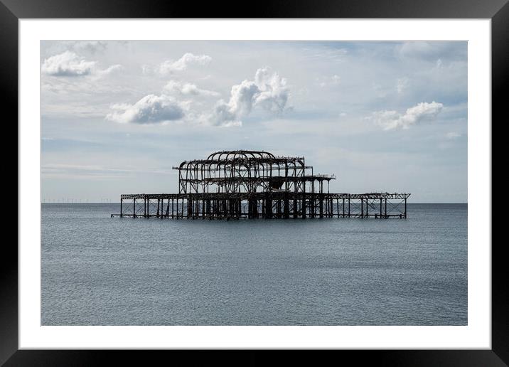 Brighton Seafront, Old west Pier,  Framed Mounted Print by kathy white
