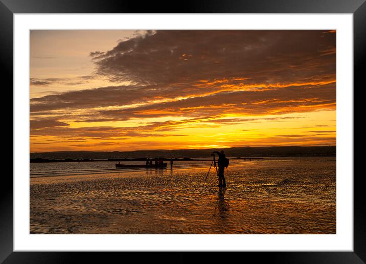 sunet in Cornwall Framed Mounted Print by kathy white