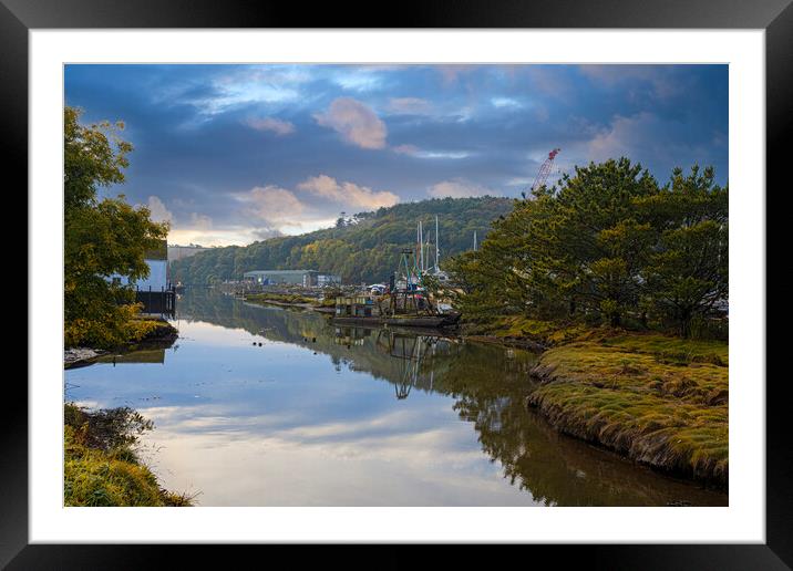  Gweek Cornwall, River Reflections Framed Mounted Print by kathy white