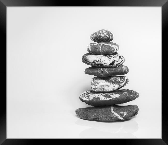 Cornish Zen Stones Framed Print by kathy white