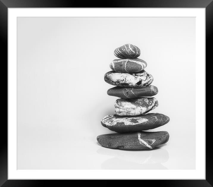 Cornish Zen Stones Framed Mounted Print by kathy white