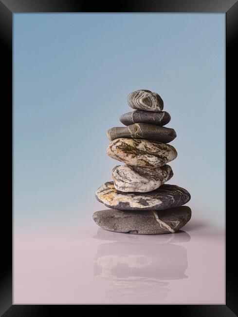 Cornish Zen stones 7  Framed Print by kathy white