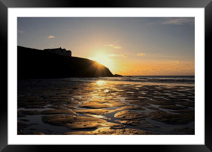 Poldhu  sunset Framed Mounted Print by kathy white