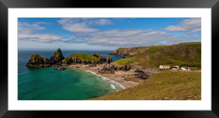 Kynance Cove  Cornwall, panoramic Framed Mounted Print by kathy white