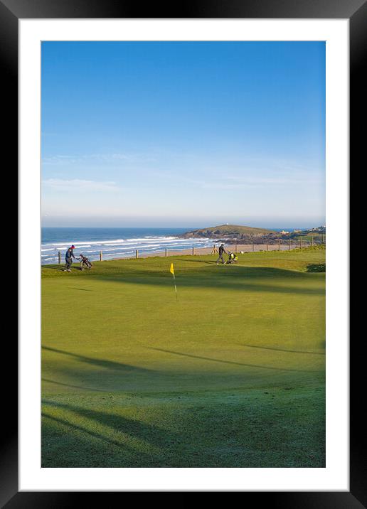 Newquay Golf, never mind the surf Framed Mounted Print by kathy white