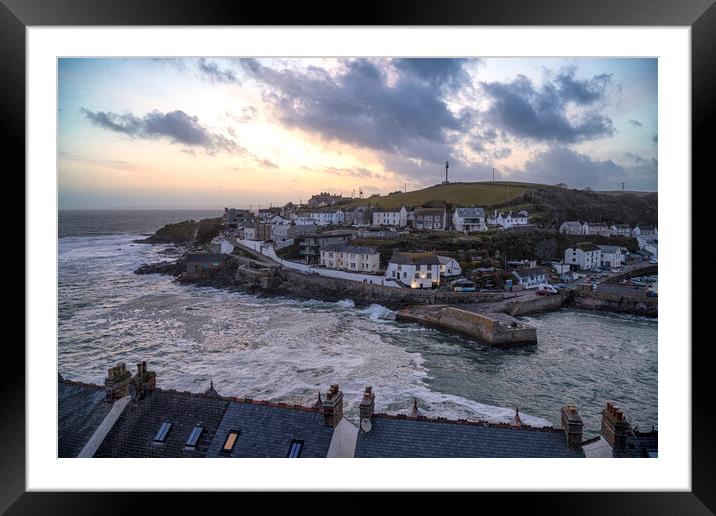 Porthleven Stormy seas Framed Mounted Print by kathy white