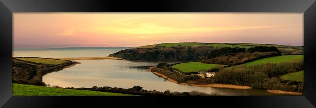The Majestic Sunset at Loe Bar and Loe Pool Framed Print by kathy white