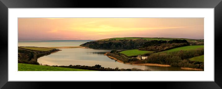 The Majestic Sunset at Loe Bar and Loe Pool Framed Mounted Print by kathy white