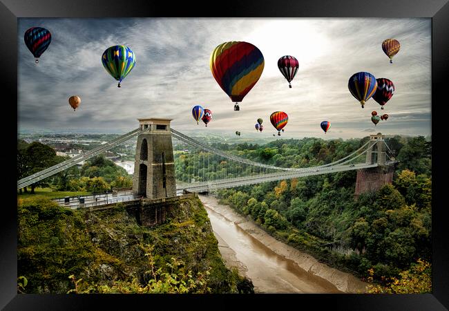 Colorful Balloons Light Up Bristol Sky Framed Print by kathy white