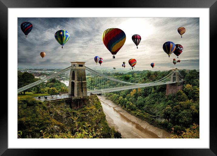 Colorful Balloons Light Up Bristol Sky Framed Mounted Print by kathy white
