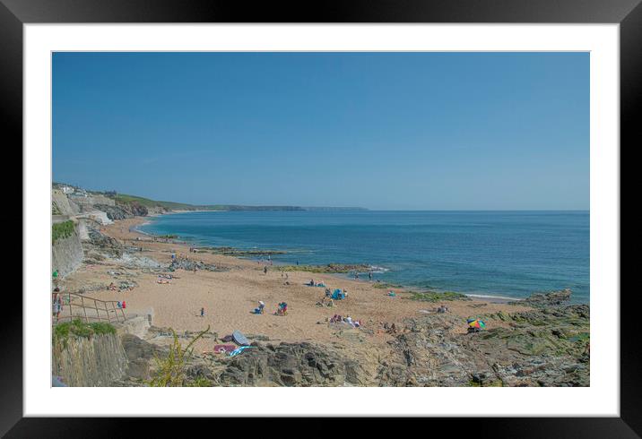 Porthleven beach Cornwall Framed Mounted Print by kathy white