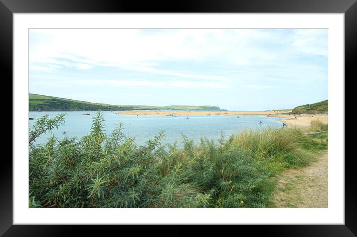 Padstow Cornwall Rock beach Framed Mounted Print by kathy white