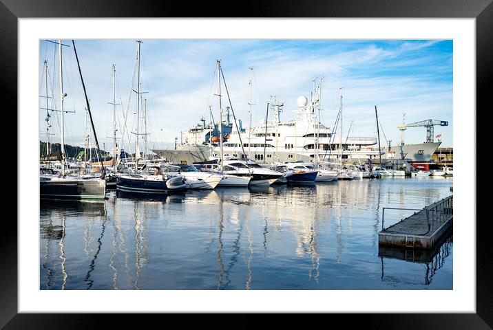 super yacht Rocinante, falmouth harbour Framed Mounted Print by kathy white